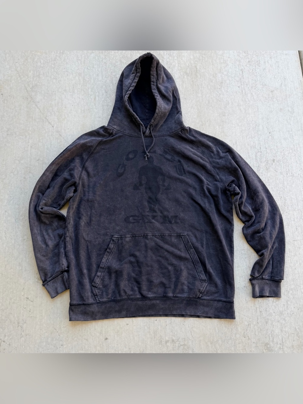 Vintage Gold’s Gym Hoodie Men Size XL Spell Out Distressed